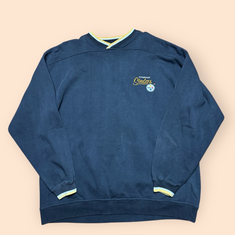 Vintage 1990s Pittsburgh Steelers Sweatshirt Men’s 2XL Embroidered Black Vtg 90s